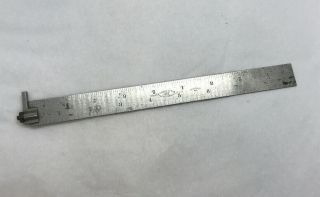 Vintage Metal Brown & Sharpe Tempered No 4 Ruler - Rare 9 " Scale With End Stopper