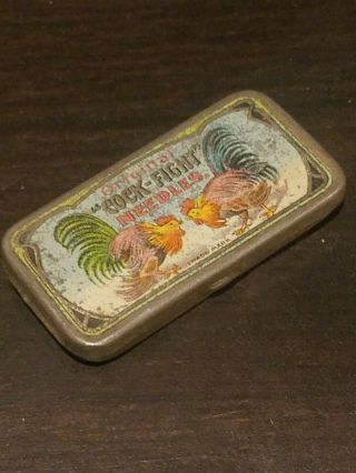 Rare Gramophone Phonograph Needle Tin Nadeldose Cock Fight Rooster Chicken (78)