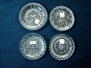 Antique Flint Glass Cup Plate Group Of 4: Lee Rose 145c 146 147c 149,  Eapg,  Lacy
