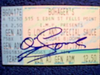 G.  Love & Special Sauce Signed Autographed Concert Ticket Rare