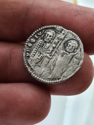 Stefan Uros Ii Milutin Serbian King,  1282 - 1321.  Silver Medieval Denar Vf Rare