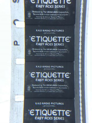 16mm Sound B/w Easy Aces In Etiquette Rko Van Beuren Rare 400” 1933