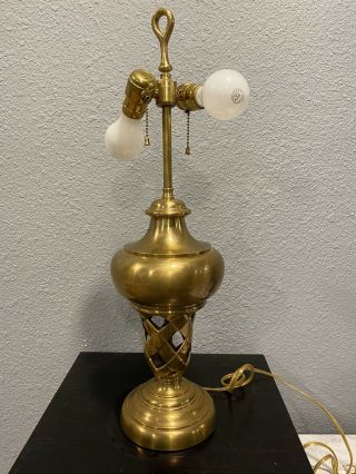 Vintage Rare Chapman 1996 2 Lights Brass Table Lamp 26” Tall No Lamp Shade