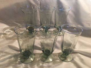 (6) Vintage Lenox Antique Pale Green Iced Tea / Water Glasses 6.  75 " Retired