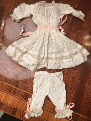 Antique Victorian French German Bisque Doll Dress Bloomers Small