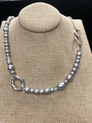 Michael Dawkins Rare Sterling Silver and Pearl Rope Necklace with Toggle 60 Inch 2