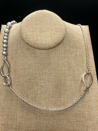 Michael Dawkins Rare Sterling Silver and Pearl Rope Necklace with Toggle 60 Inch 3