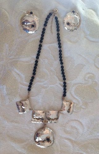 Rare Louis Booth Sterling & Onyx Necklace & Earrings Rare Hand Signed & Numbered