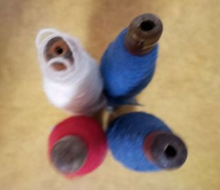 ANTIQUE WOODEN TEXTILE SPOOLS INDUSTRIAL WOOL THREAD VINTAGE SEWING 2