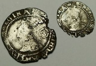 Rare Hammered Silver Coins Of Queen Of Elizabeth 1 Both Dated 1572