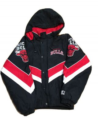 Rare Vintage Chicago Bulls Starter Jacket 90s Double Bulls.  Size Medium.