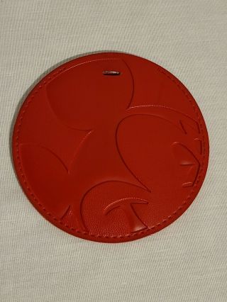 Mickey Mouse High End Red Leather Round Luggage Tag Rare