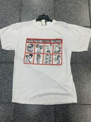 Medium Vintage Rage Against The Machine Rock Band T - Shirt By Giant Rare Vtg Gem