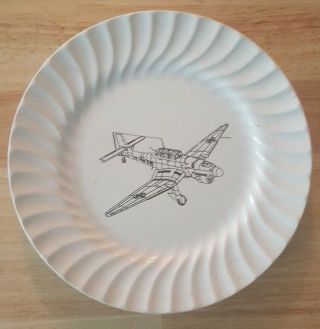 Rare Old French Plate With Junker Ju 87 " Stuka "