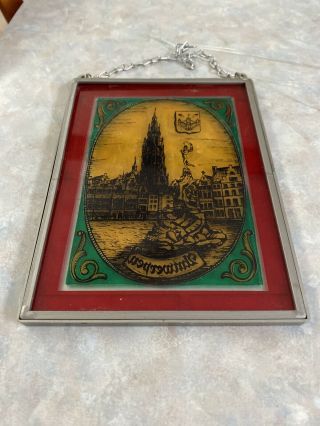 Vintage stained glass window With Leaded Glass Frame from Antwerpen,  Belgium 2