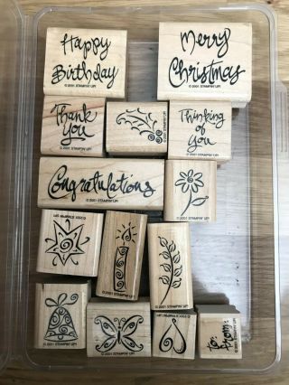 Stampin ' Up Retired WOOD MOUNT Stamp Sets - Some RARE/HTF Buy MORE and SAVE 2