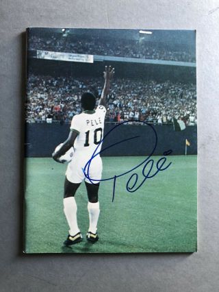 Rare: Collectable: Pele Autographed Final Game Programme: Ny Cosmos V Santos