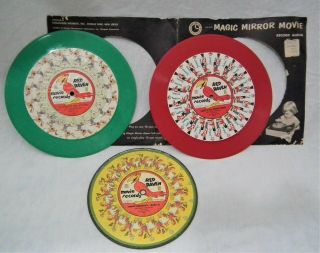 3 Rare Red Raven Magic Mirror Gramophone Phonograph 78 Rpm Records