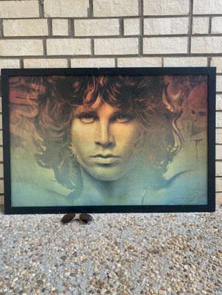 Jim Morrison The Doors Vintage Framed Hard Board Art.  26 " X 38 Rare
