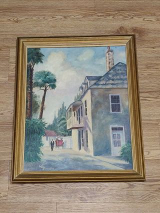 Vintage Rare Ron Harrington Signed Oil Painting Ornate Wood Frame