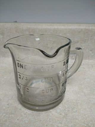 Vintage Rare " For Household Use Only " 1 Cup 3 Spout Grey Glass Measuring Cup