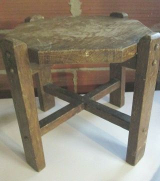Vtg Arts And Crafts Mission Solid Wood Plant Stand Antique