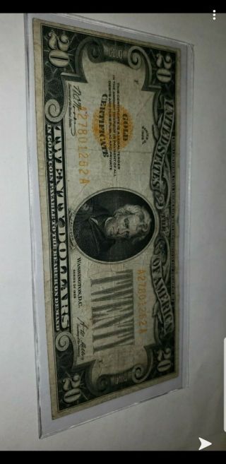 Rare Series 1928 $20 Bill Gold Certificate.  Rare Invest