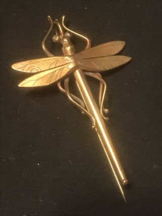 Rare Vtg / Antique Art Nouveau / Deco Dragonfly Stickpin - Nr