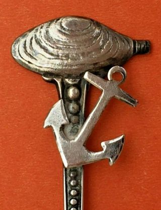 Rare Figural Clam Anchor Bar Harbor Maine Sterling Silver Souvenir Spoon