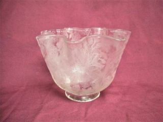 Antique Etched Glass Lamp Shade Floral Pattern 2 1/8” Fitter Chandelier Light