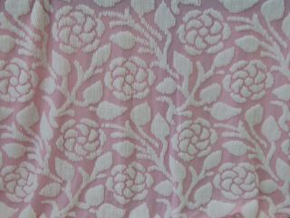90 " Wide & 110 " Long Pink & White Floral Chenille King Size Bedspread Coverlet