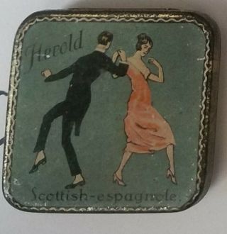 Rare Gramophone Phonograph Needle Tin Herold Scottish - Espagnole Dancing Couple