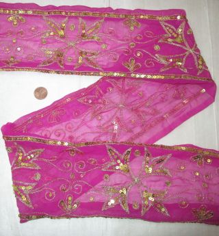 Vintage Antique Border Sari Trim Lace Rare Old Sequins Gold Zari 2 Ft N2 Awesome