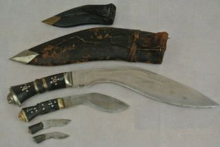 2x Vintage Rare Handmade Gurkha Iron Blade Horn Hilt Knife Dagger Khukri