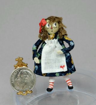 Vintage Artisan Raggedy Ann Toy Doll Dollhouse Miniature 1:12 2