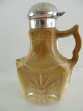 Rare Antique Greentown Glass Chocolate Slag Glass Syrup Dispenser