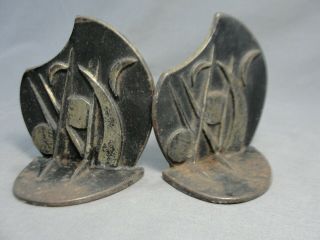 Antique Rare 1930 Cast Iron Art Deco Bookends " Wind In The Willows " 594 Listed