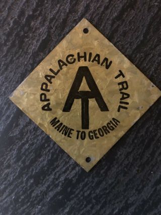 Rare Antique Appalachian Trail Marker - Maine To Georgia Metal 5.  5 " X 5.  5 "