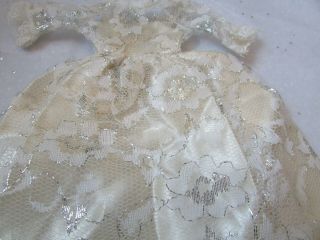Barbie Clothes Vintage Clone 1960s Satin Wedding Dress With Lace Overlay