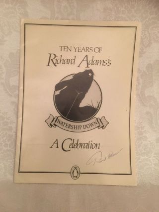 Rare Signed “ten Years Of Richard Adams’s Watership Down A Celebration” 1982