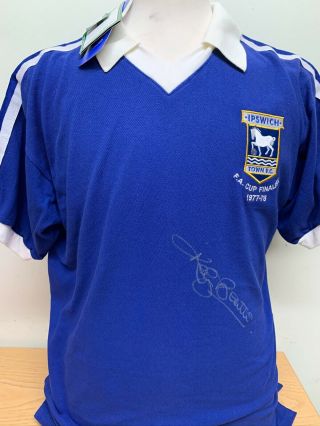 Rare Kevin Beattie Signed Ipswich Town 1978 Fa Cup Final Football Shirt & Proof