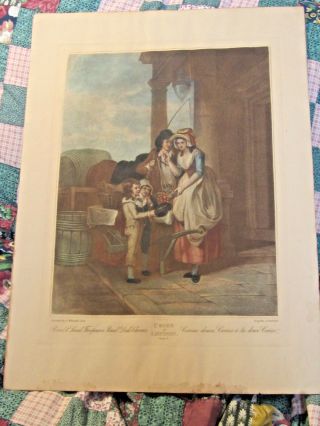 Antique Engraving By F.  Wheatley Hand Colored Cries Of London Plate 8