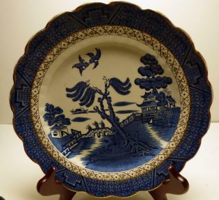 BOOTHS REAL OLD WILLOW Blue & White 2 DINNER PLATES A 8025 ANTIQUE 2