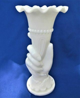 Antique Victorian French Opaline Milk Glass Ladies Right Hand Cornucopia Vase