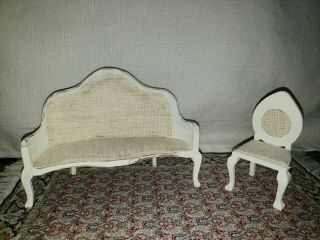 Dollhouse Miniature 1:12 Vintage Shabby Chic French Country Set Couch Chair