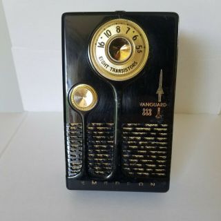 VINTAGE RARE EMERSON VANGUARD 888 1958 TRANSISTOR RADIO BLACK 3