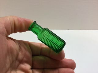 Tiny Antique Bright Emerald Green Ridge Poison Bottle.