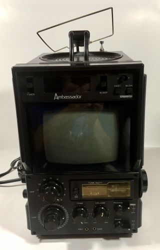 Rare Vintage 1978 Ambassador 7805 Portable Tv Receiver & Am/fm Radio -