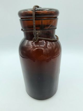 Rare Putnam 808 Dark Amber Trademark Lightning Fruit Mason Canning Jar Antique