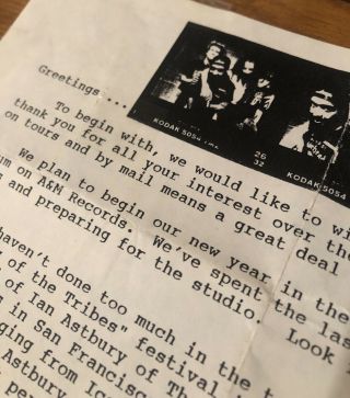Soundgarden Vintage 1989 Fan Club Letter Chris Cornell Photos Very Rare,  80s 90s